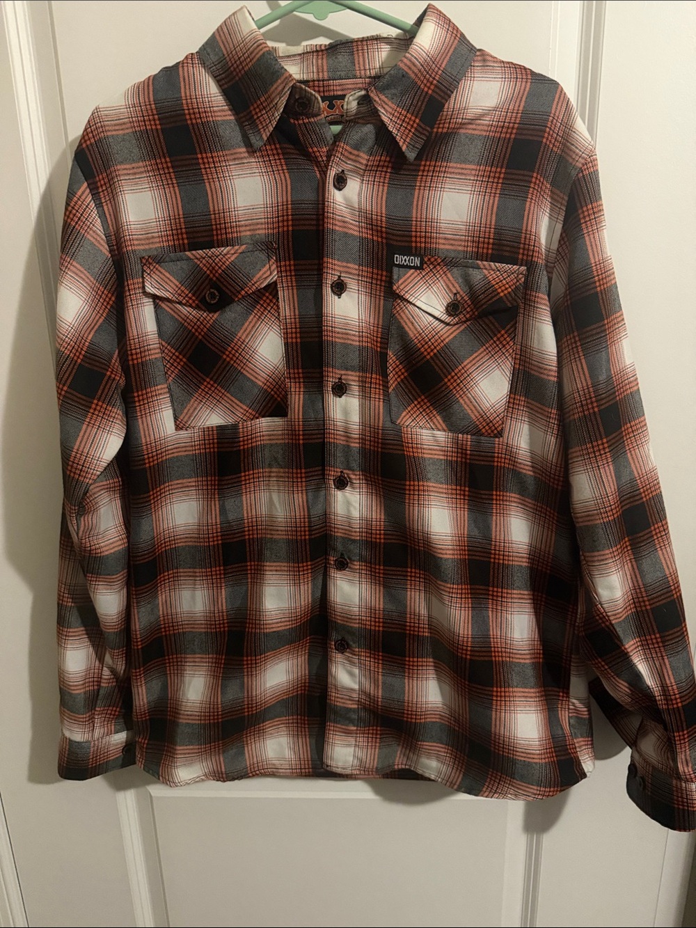 DIXXON Orange, Black & White Plaid Button-Down Shirt